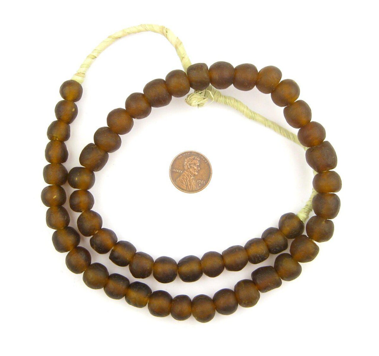 The Bead Chest African Recycled Glass Beads, 11mm - Full Strand Eco-Friendly Fair Trade Sea Glass Beads from Ghana Handmade Ethnic Round Spherical Tribal Boho Krobo Spacer Beads